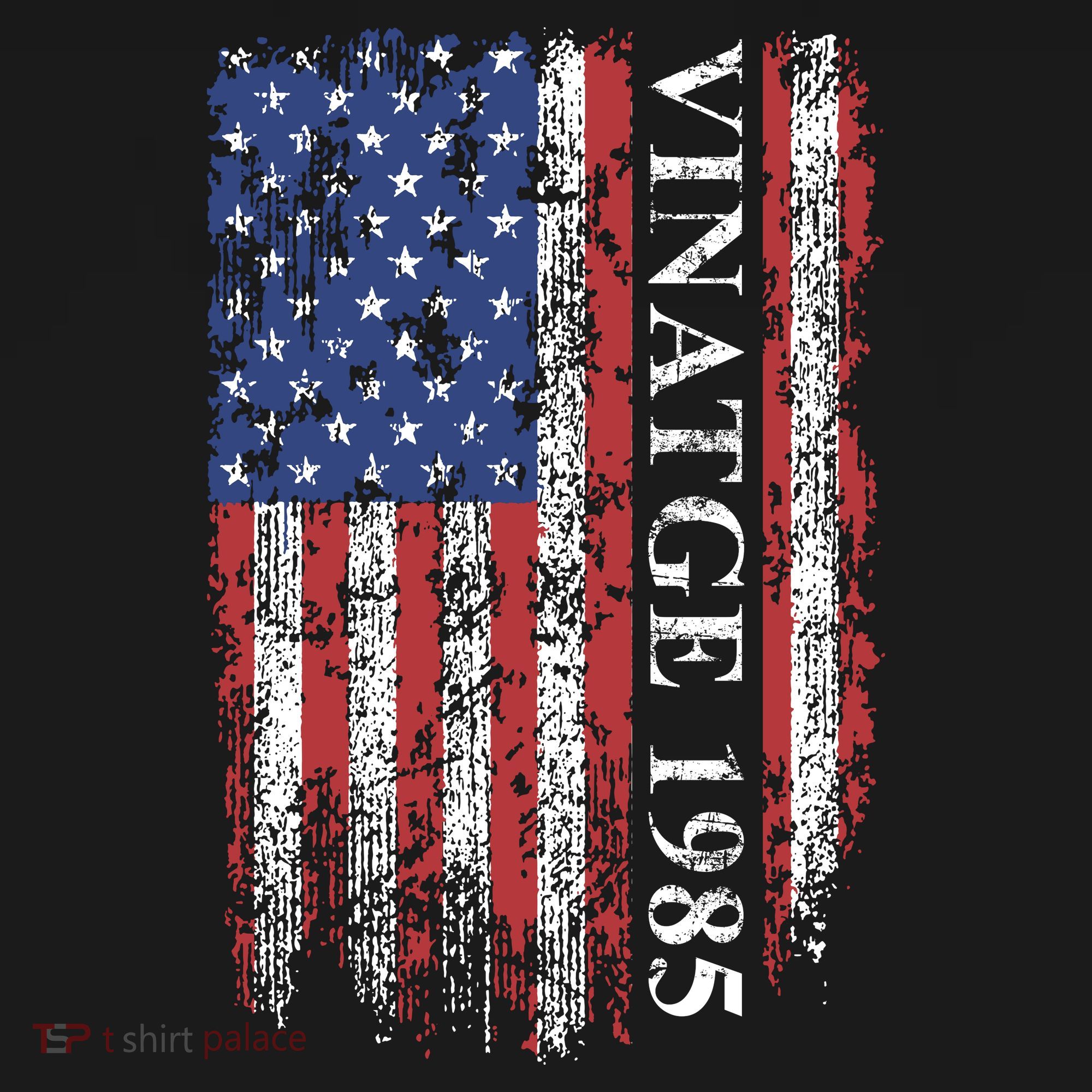 37th Birthday Vintage American Flag 1985 T-Shirt