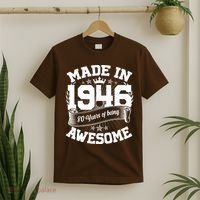 80th Birthday Vintage Crown Made In 1946 80 Years Of Being Awesome T-Shirt thumb 2
