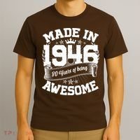 80th Birthday Vintage Crown Made In 1946 80 Years Of Being Awesome T-Shirt thumb 3