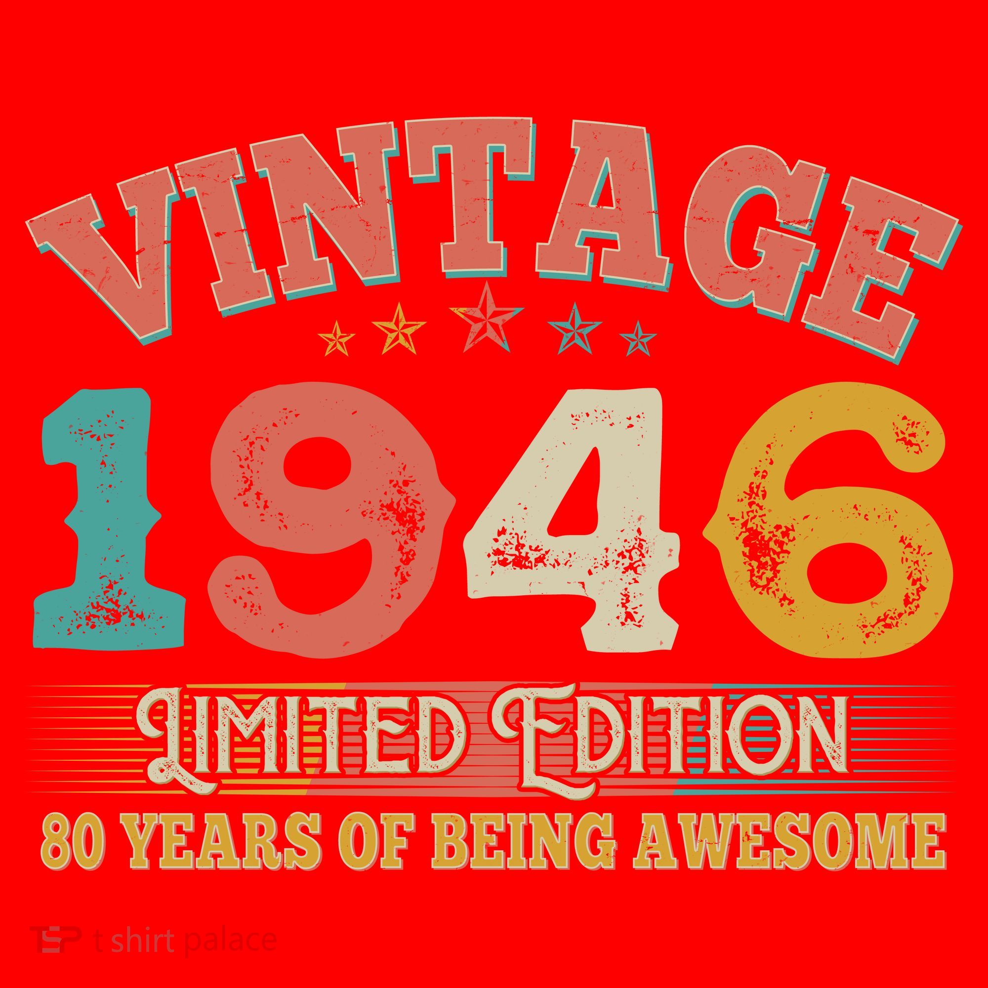 80th Birthday Vintage 1946 Limited Edition 80 Years Of Being Awesome T-Shirt