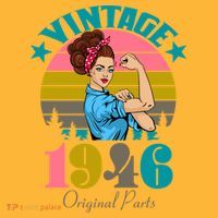 80th Birthday Vintage Rosie The Riveter 1946 Original Part  T-Shirt thumb 7