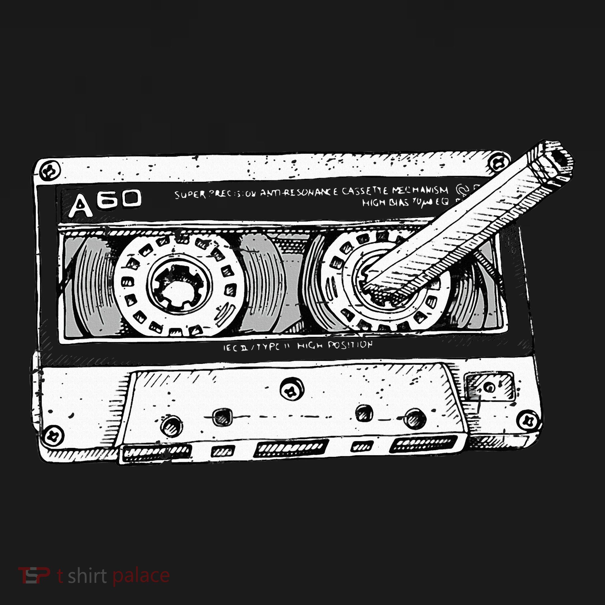 80s Cassette Music Tape Pencil 1980s Vintage Throwback Retro T-Shirt