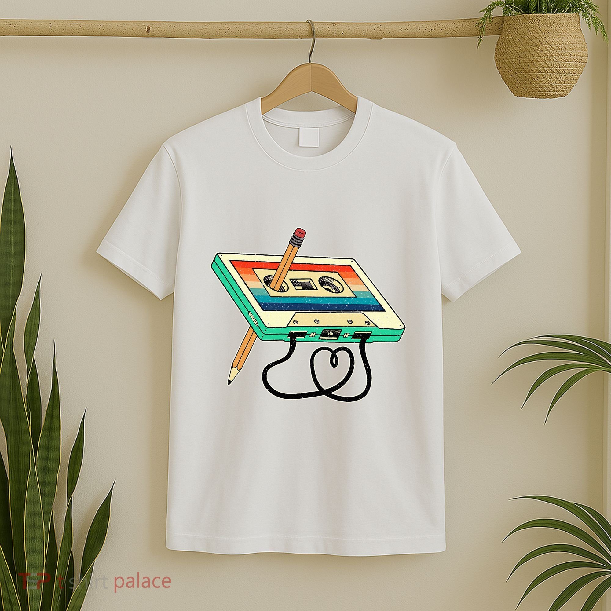 80s Cassette Tape Pencil 1980s Retro Vintage Throwback Music T-Shirt