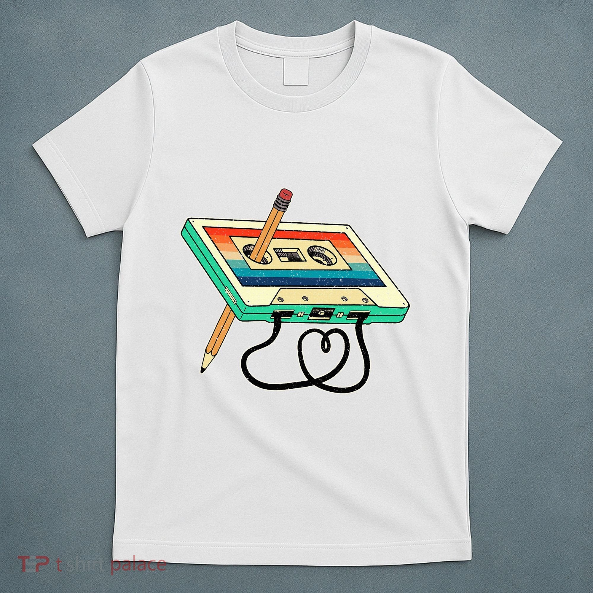 80s Cassette Tape Pencil 1980s Retro Vintage Throwback Music T-Shirt