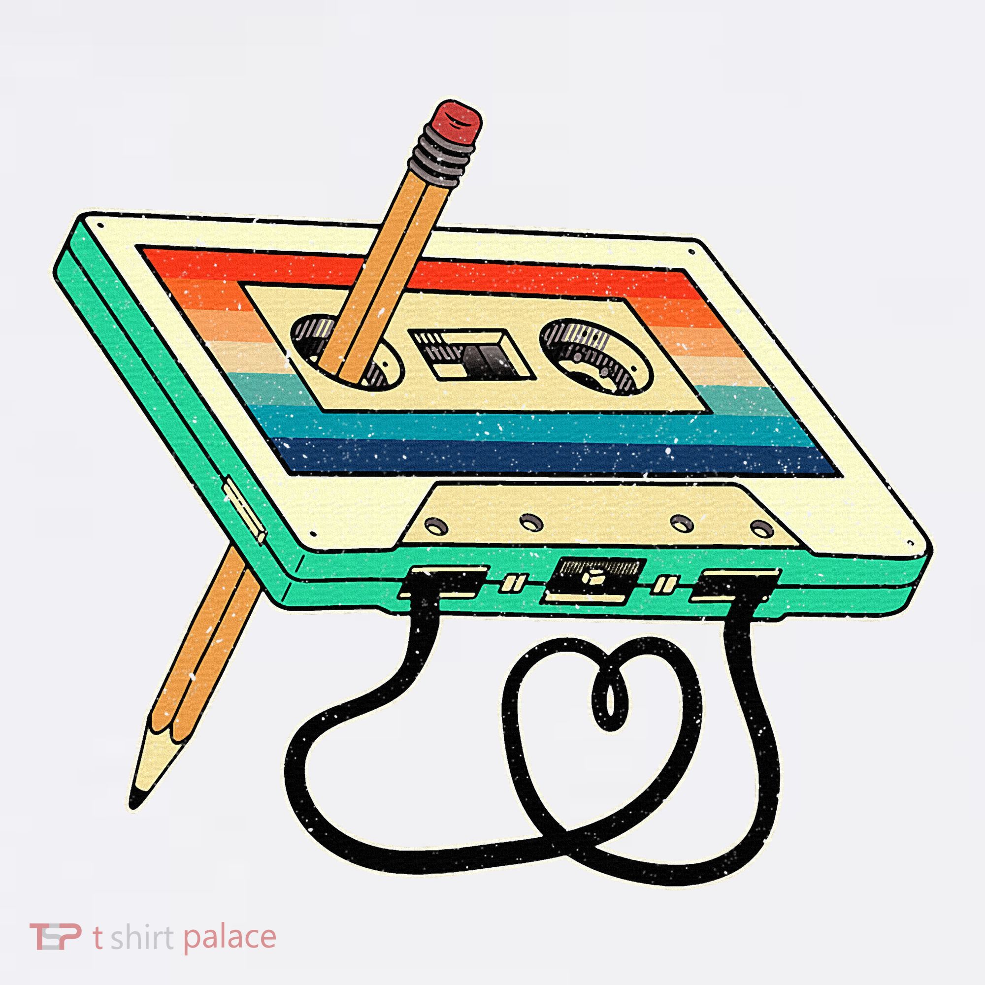 80s Cassette Tape Pencil 1980s Retro Vintage Throwback Music T-Shirt