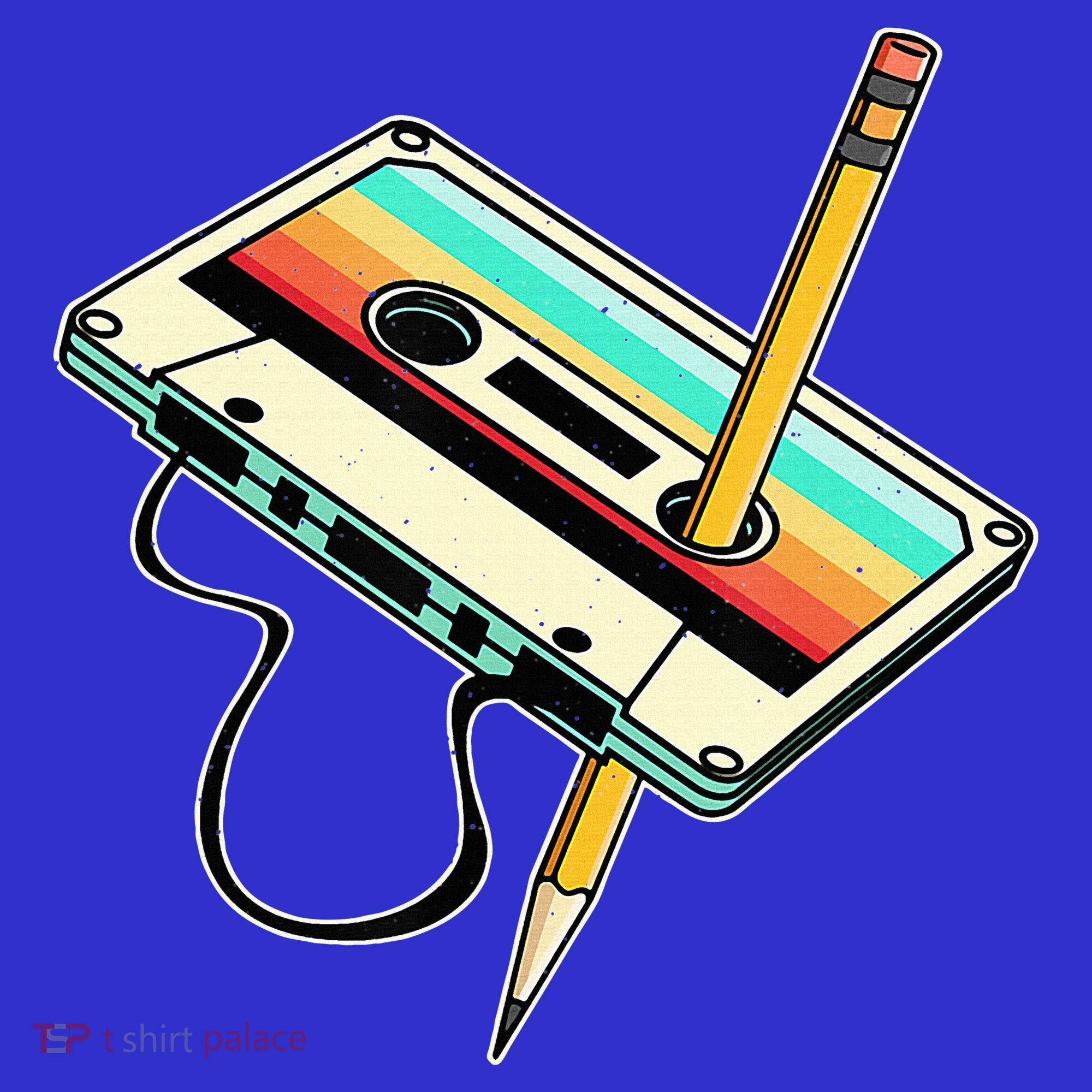 80s Cassette Tape Pencil 1980s Retro Vintage Throwback Music T-Shirt