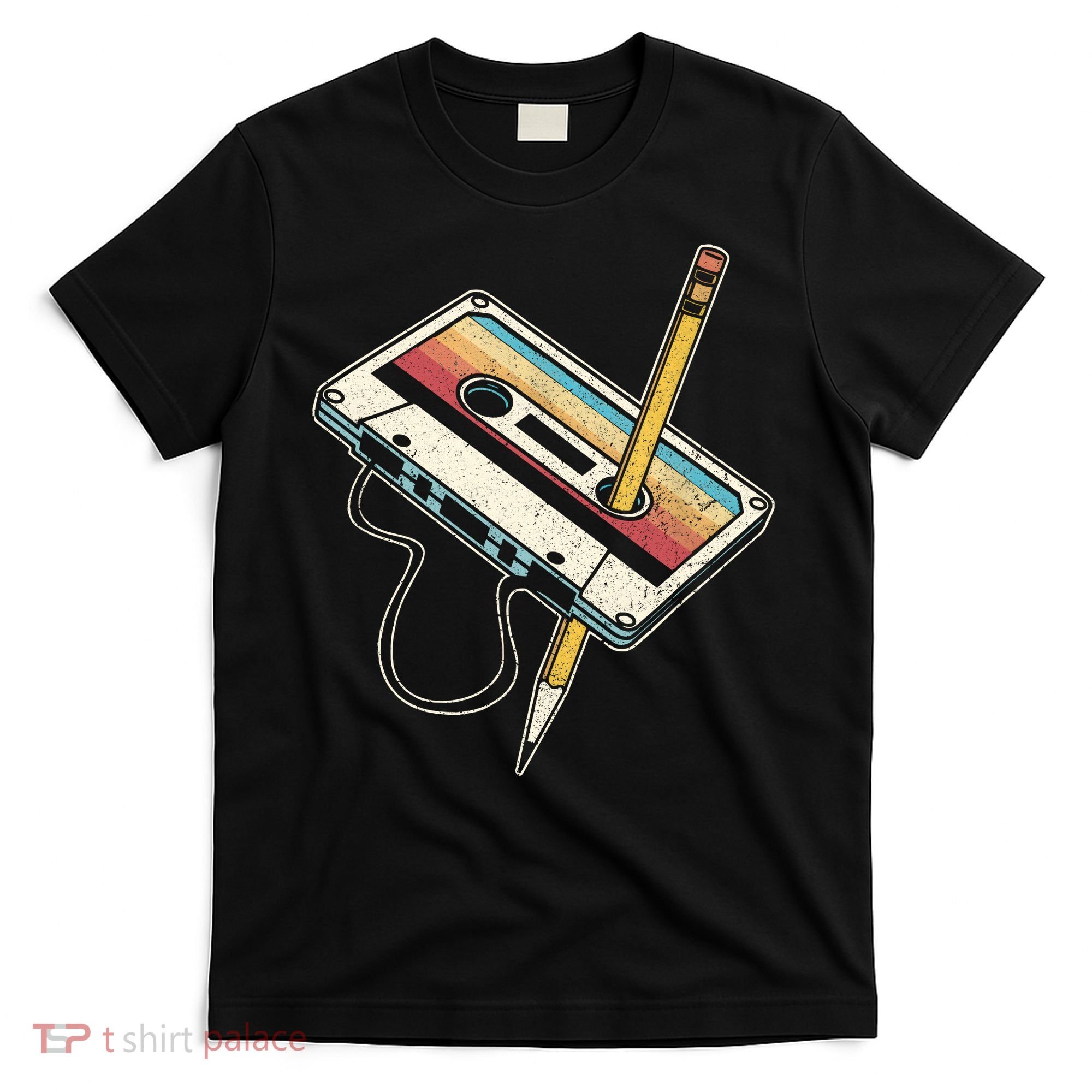 80s Cassette Tape Pencil 1980s Retro Vintage Throwback Music T-Shirt