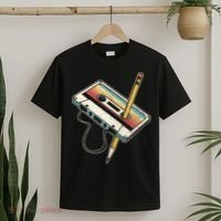 80s Cassette Tape Pencil 1980s Retro Vintage Throwback Music T-Shirt thumb 2