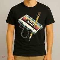80s Cassette Tape Pencil 1980s Retro Vintage Throwback Music T-Shirt thumb 3
