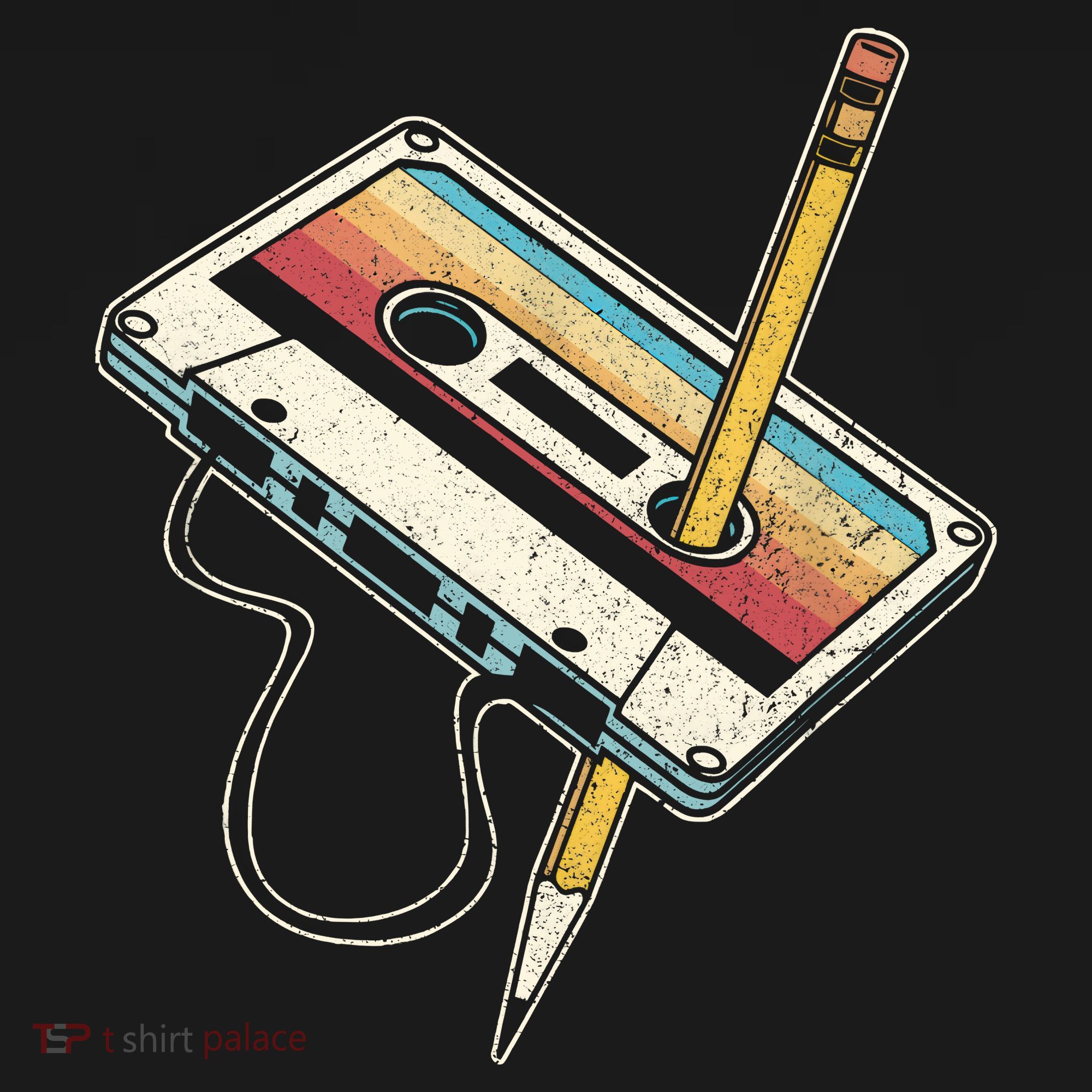80s Cassette Tape Pencil 1980s Retro Vintage Throwback Music T-Shirt