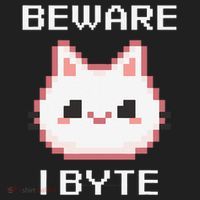 8-Bit Cute Vampire Cat Pixel Funny Video Game Beware I Byte Women's Sweatshirt thumb 2