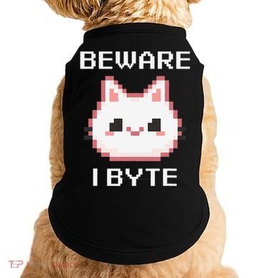 8-Bit Cute Vampire Cat Pixel Funny Video Game Beware I Byte Doggie Tank