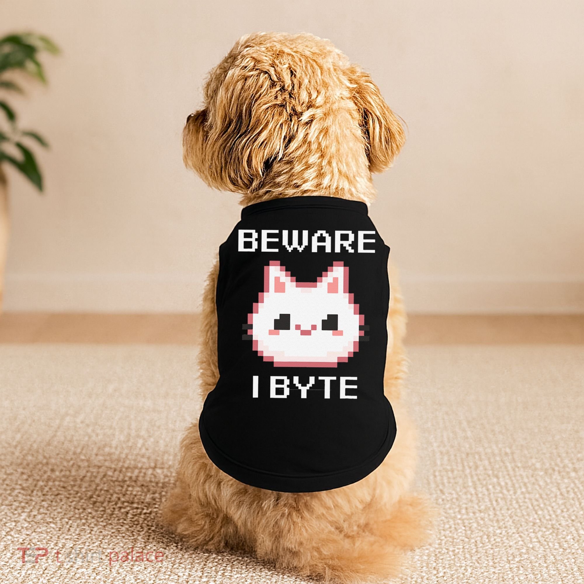 8-Bit Cute Vampire Cat Pixel Funny Video Game Beware I Byte Doggie Tank