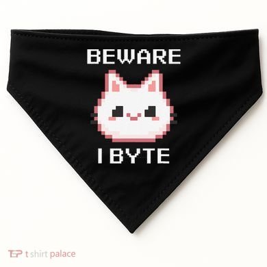 8-Bit Cute Vampire Cat Pixel Funny Video Game Beware I Byte USA-Made Doggie Bandana