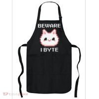 8-Bit Cute Vampire Cat Pixel Funny Video Game Beware I Byte Apron thumb 0