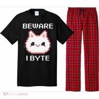8-Bit Cute Vampire Cat Pixel Funny Video Game Beware I Byte Pajama Set thumb 0