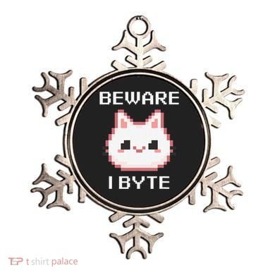 8-Bit Cute Vampire Cat Pixel Funny Video Game Beware I Byte Ornament