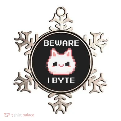 8-Bit Cute Vampire Cat Pixel Funny Video Game Beware I Byte Ornament