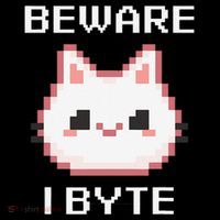 8-Bit Cute Vampire Cat Pixel Funny Video Game Beware I Byte Ornament thumb 1