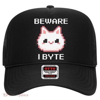 8-Bit Cute Vampire Cat Pixel Funny Video Game Beware I Byte Hat
