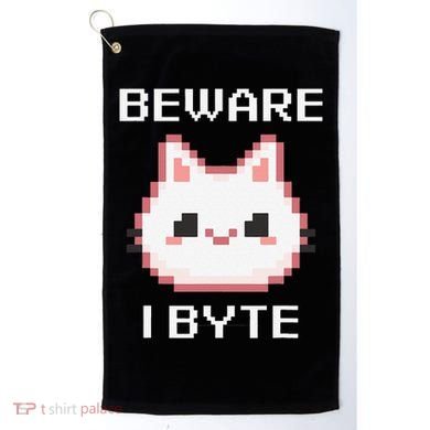 8-Bit Cute Vampire Cat Pixel Funny Video Game Beware I Byte Golf Towel