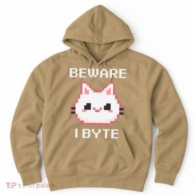 8-Bit Cute Vampire Cat Pixel Funny Video Game Beware I Byte Hoodie