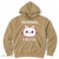 8-Bit Cute Vampire Cat Pixel Funny Video Game Beware I Byte Hoodie thumb 0