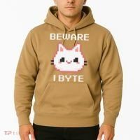 8-Bit Cute Vampire Cat Pixel Funny Video Game Beware I Byte Hoodie thumb 2