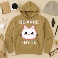 8-Bit Cute Vampire Cat Pixel Funny Video Game Beware I Byte Hoodie thumb 3