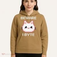 8-Bit Cute Vampire Cat Pixel Funny Video Game Beware I Byte Hoodie thumb 5