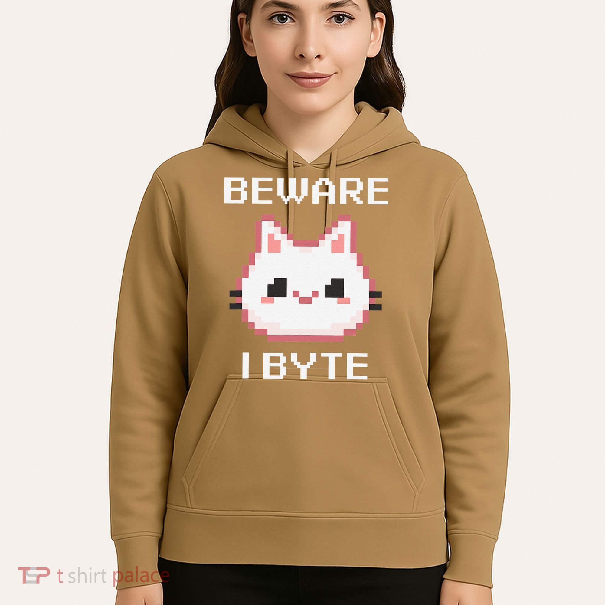 8-Bit Cute Vampire Cat Pixel Funny Video Game Beware I Byte Hoodie