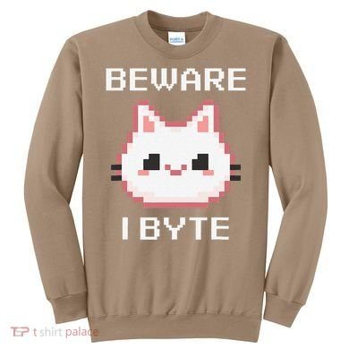 8-Bit Cute Vampire Cat Pixel Funny Video Game Beware I Byte Sweatshirt