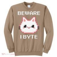 8-Bit Cute Vampire Cat Pixel Funny Video Game Beware I Byte Sweatshirt thumb 0
