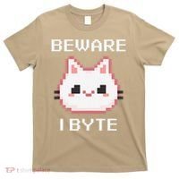 8-Bit Cute Vampire Cat Pixel Funny Video Game Beware I Byte T-Shirt thumb 0