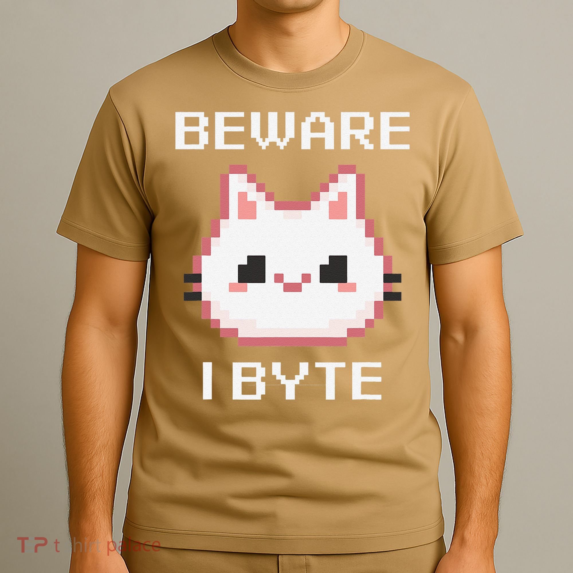 8-Bit Cute Vampire Cat Pixel Funny Video Game Beware I Byte T-Shirt