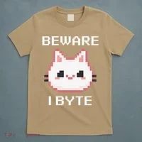 8-Bit Cute Vampire Cat Pixel Funny Video Game Beware I Byte T-Shirt thumb 5