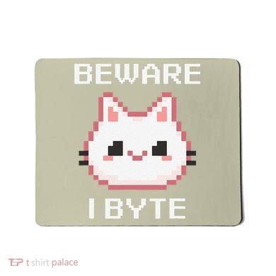 8-Bit Cute Vampire Cat Pixel Funny Video Game Beware I Byte Mousepad