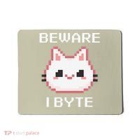 8-Bit Cute Vampire Cat Pixel Funny Video Game Beware I Byte Mousepad thumb 0