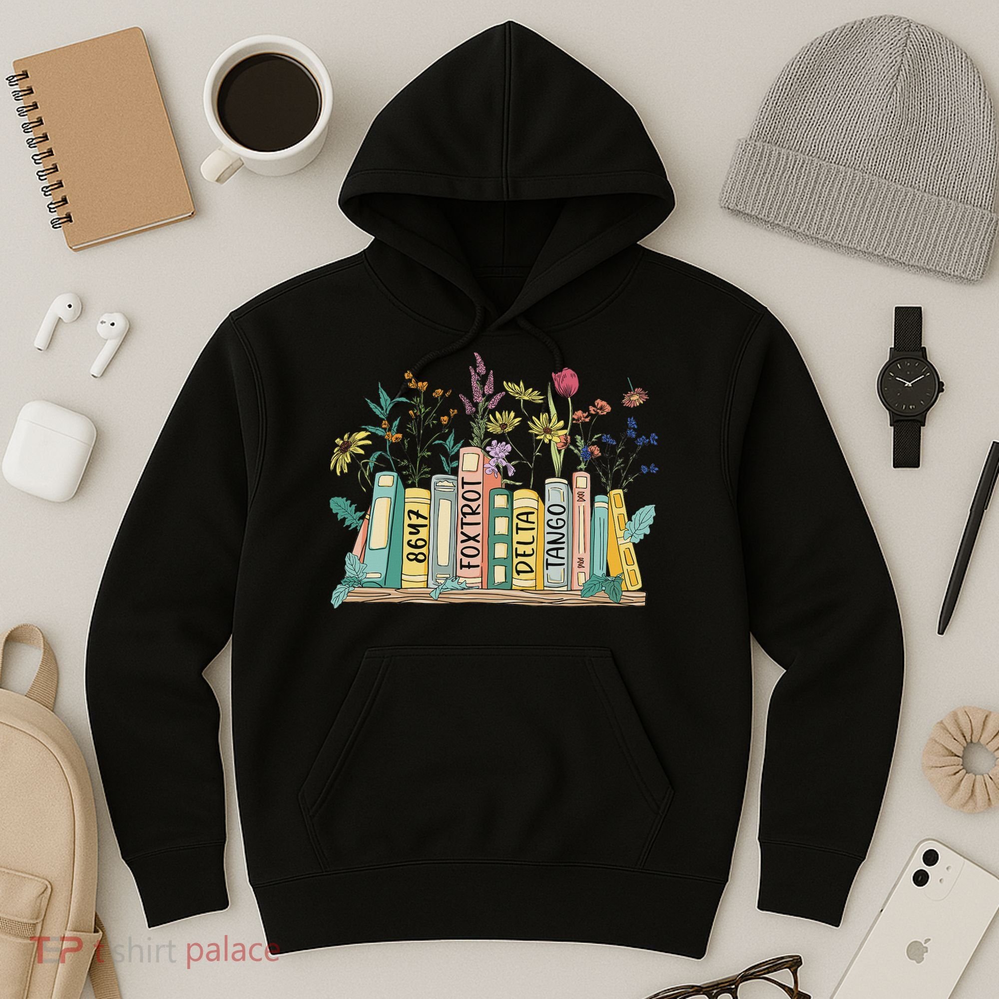 8647 Foxtrots Deltas Tangos Book Flower Hoodie
