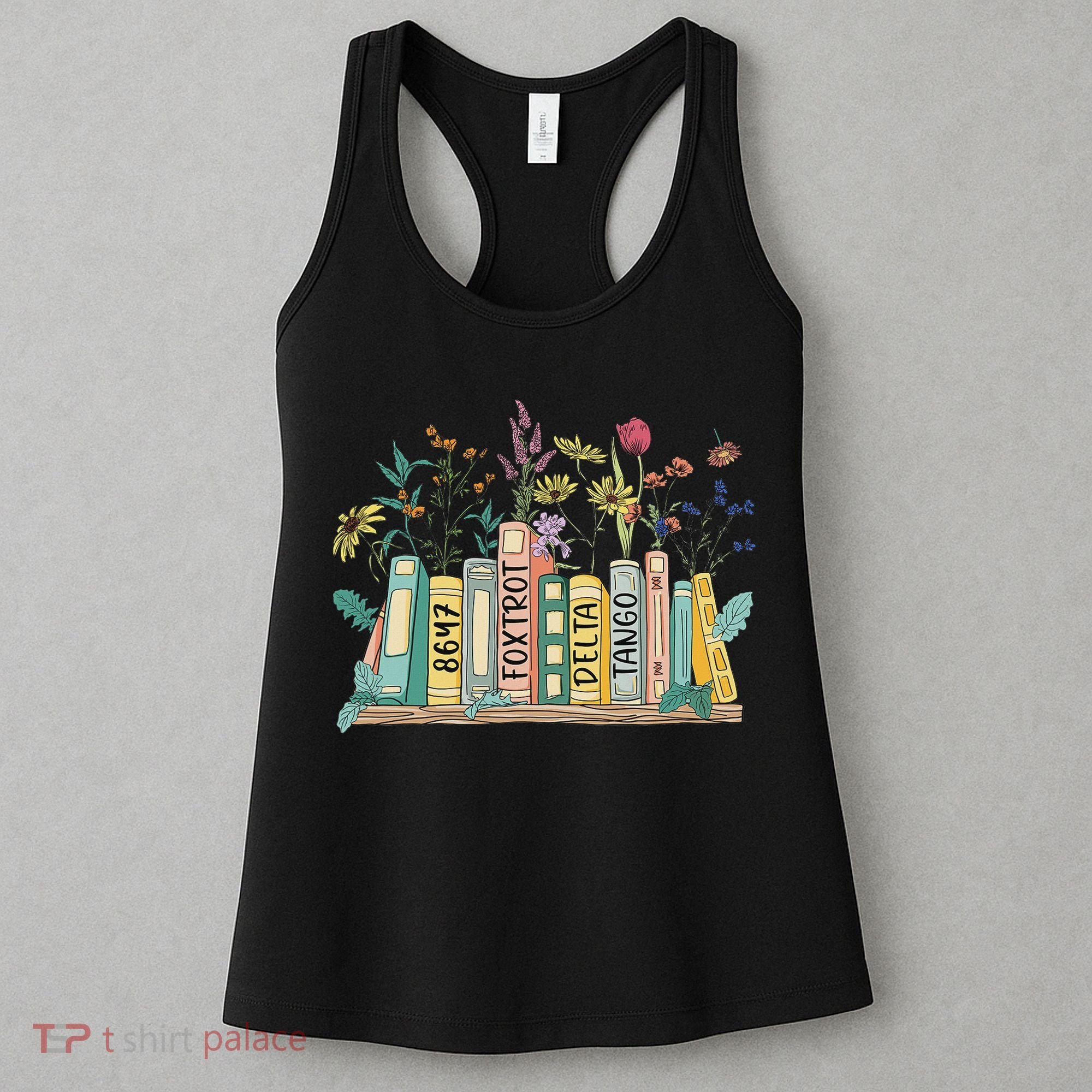 8647 Foxtrots Deltas Tangos Book Flower Women's Tank Top