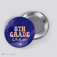 8Th Grade Crew Retro Groovy Happy First Day Of School Gift Button thumb 0