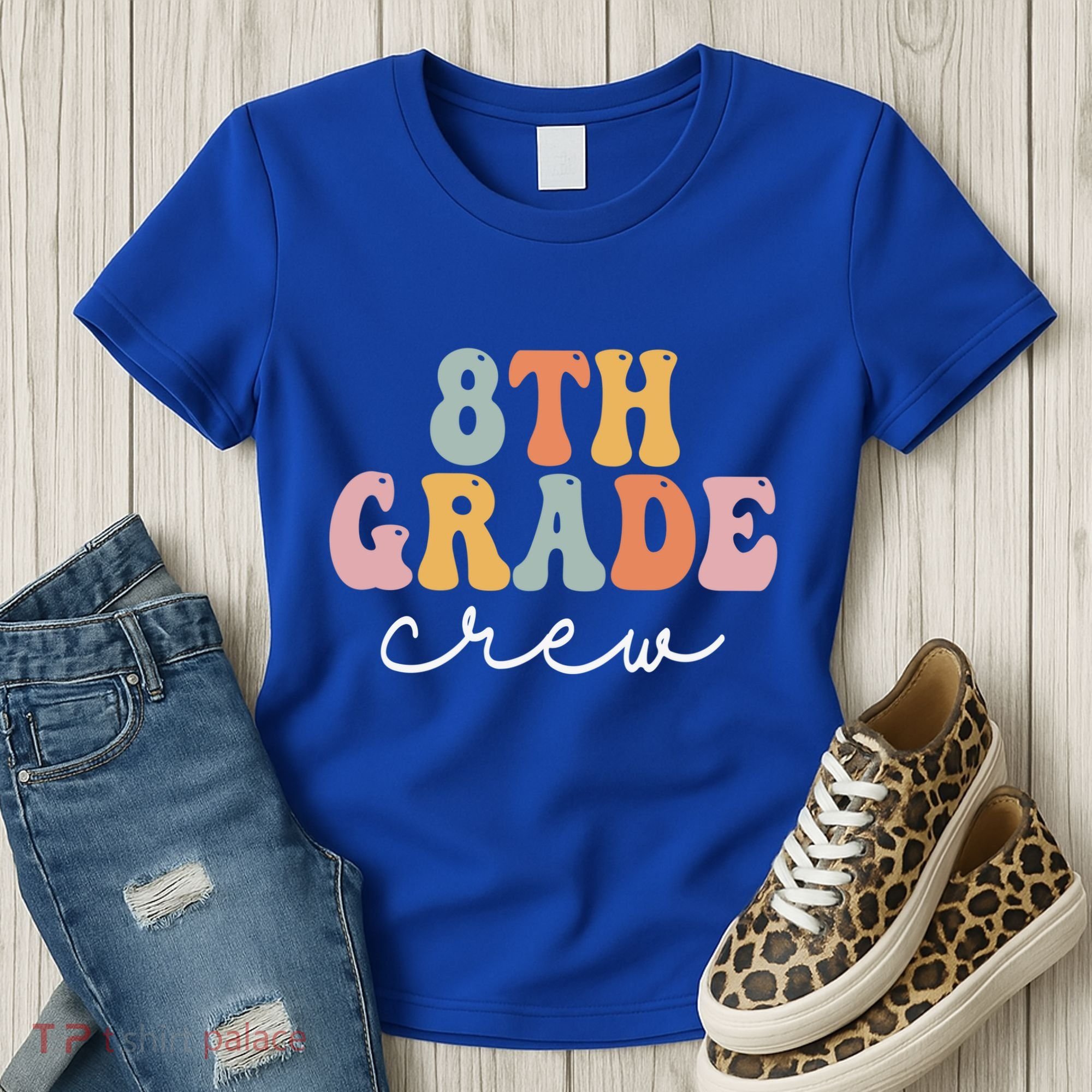 8Th Grade Crew Retro Groovy Happy First Day Of School Gift Women's T-Shirt