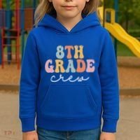 8Th Grade Crew Retro Groovy Happy First Day Of School Gift Kids Hoodie thumb 3