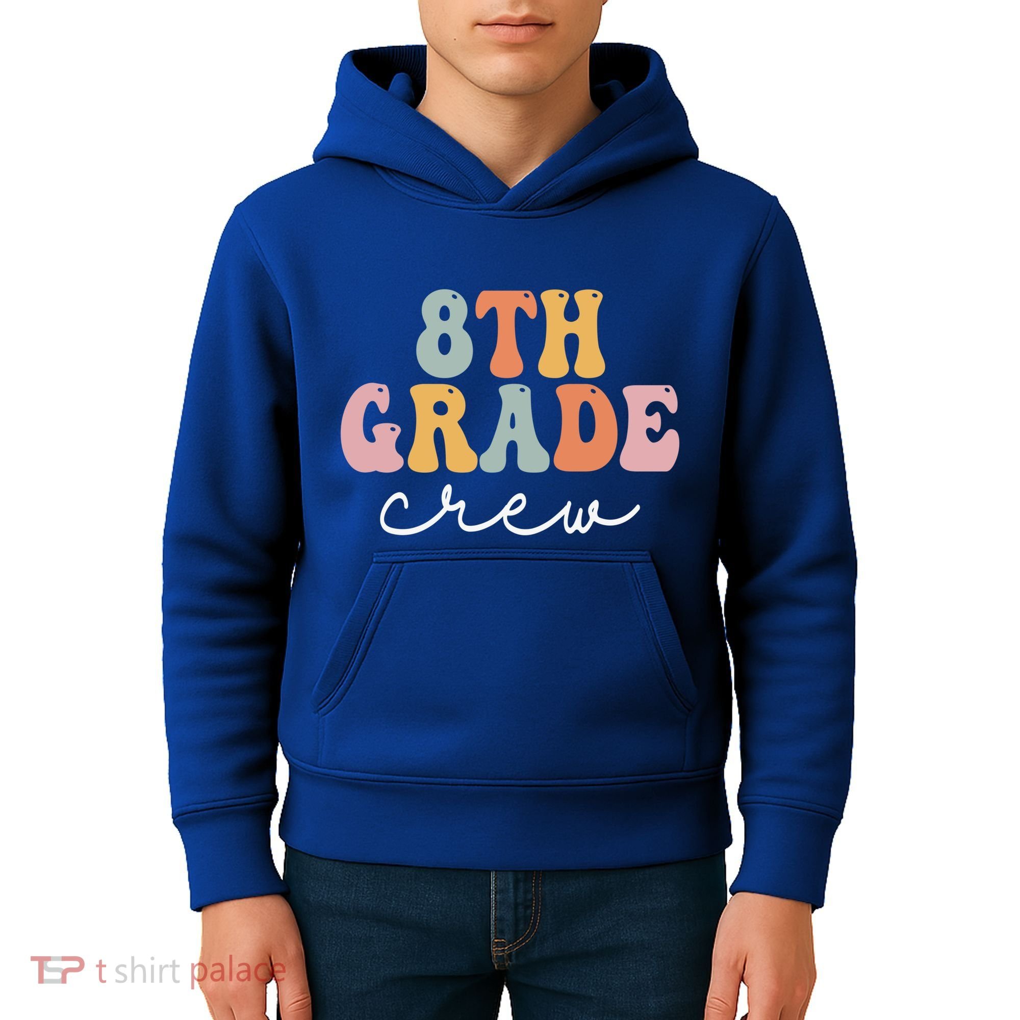 8Th Grade Crew Retro Groovy Happy First Day Of School Gift Kids Hoodie