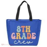 8Th Grade Crew Retro Groovy Happy First Day Of School Gift Tote Bag thumb 0