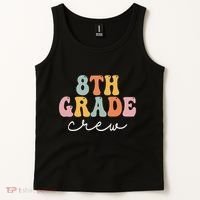8th Grade Crew Retro Groovy Funny Happy First Day Of School Tank Top thumb 2