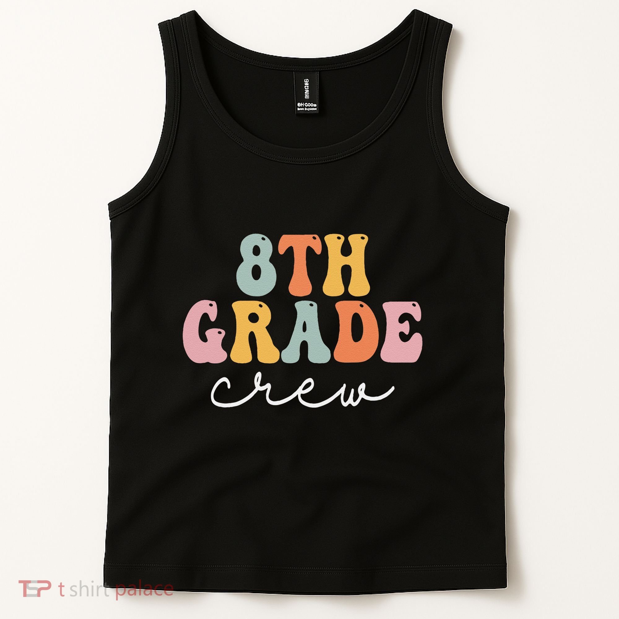 8th Grade Crew Retro Groovy Funny Happy First Day Of School Tank Top