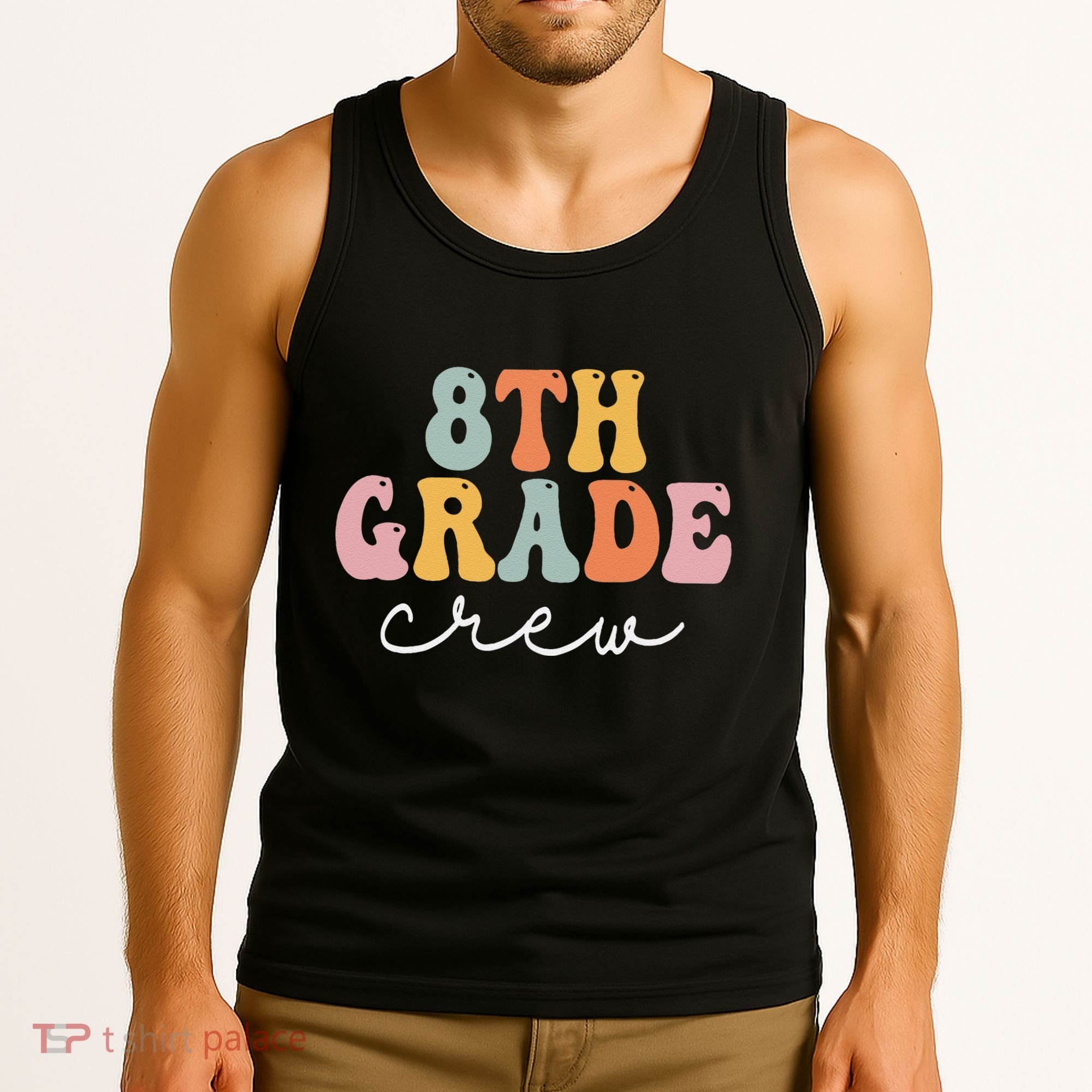 8th Grade Crew Retro Groovy Funny Happy First Day Of School Tank Top