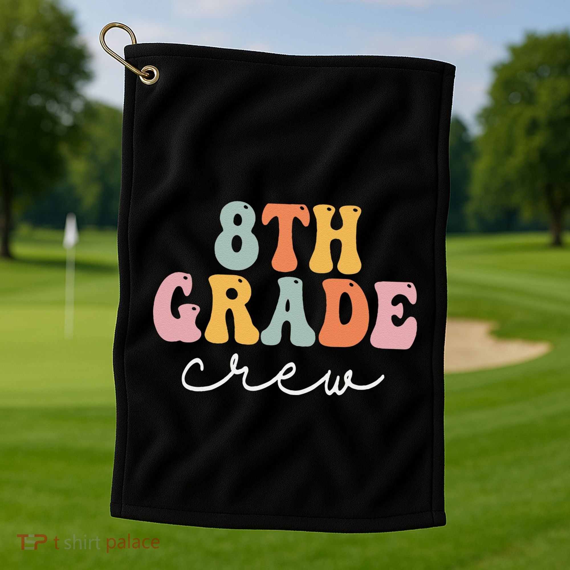 8th Grade Crew Retro Groovy Funny Happy First Day Of School Golf Towel