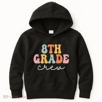 8th Grade Crew Retro Groovy Funny Happy First Day Of School Kids Hoodie thumb 0